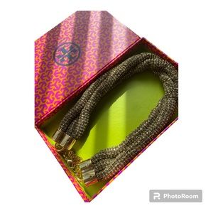 🎁 Tory Burch luxury chunky glam vintage style necklace with box